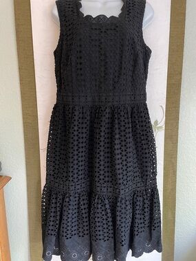 Black Eyelet dress cotton Talbots 12